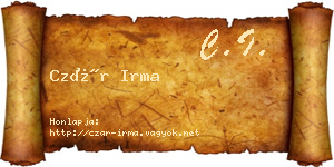 Czár Irma névjegykártya